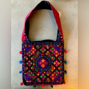 Boho Festival Tote with Mirror and Tassel Detailing